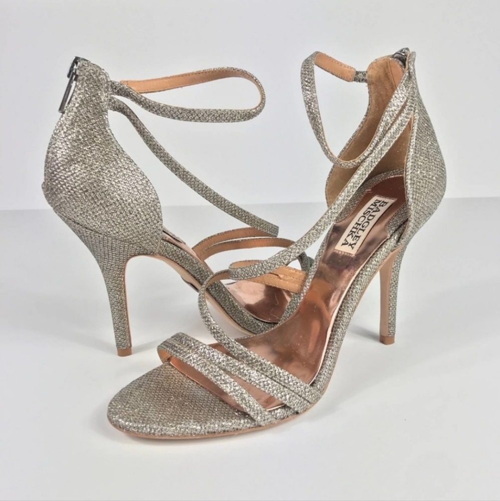 Badgley Mischka Silver Landmark Stilettos